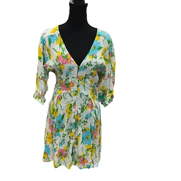 Faithfull the Brand Caliente Floral Print Mini Dress Size 6 - Picture 5 of 15